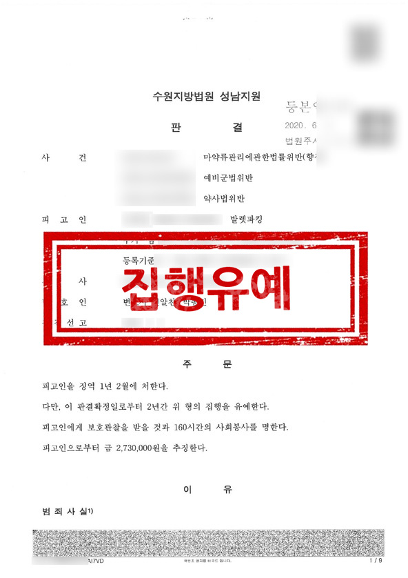 판결문 - 집행유예