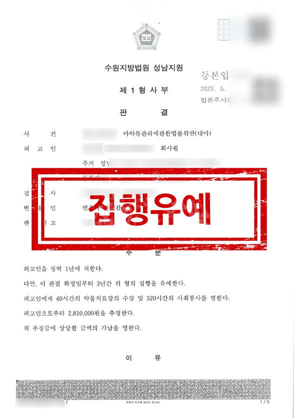 판결문 - 집행유예