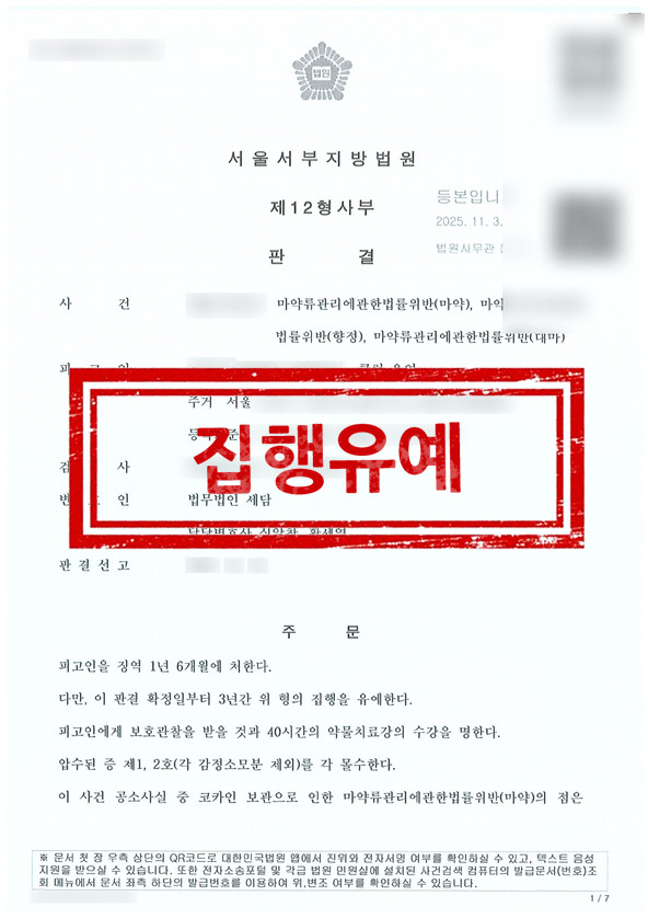 판결문 - 집행유예