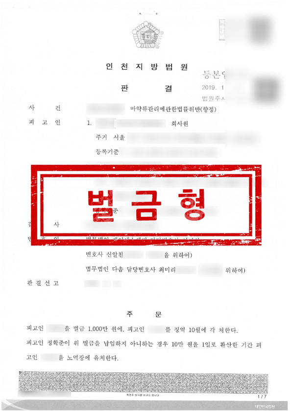 판결문 - 벌금형